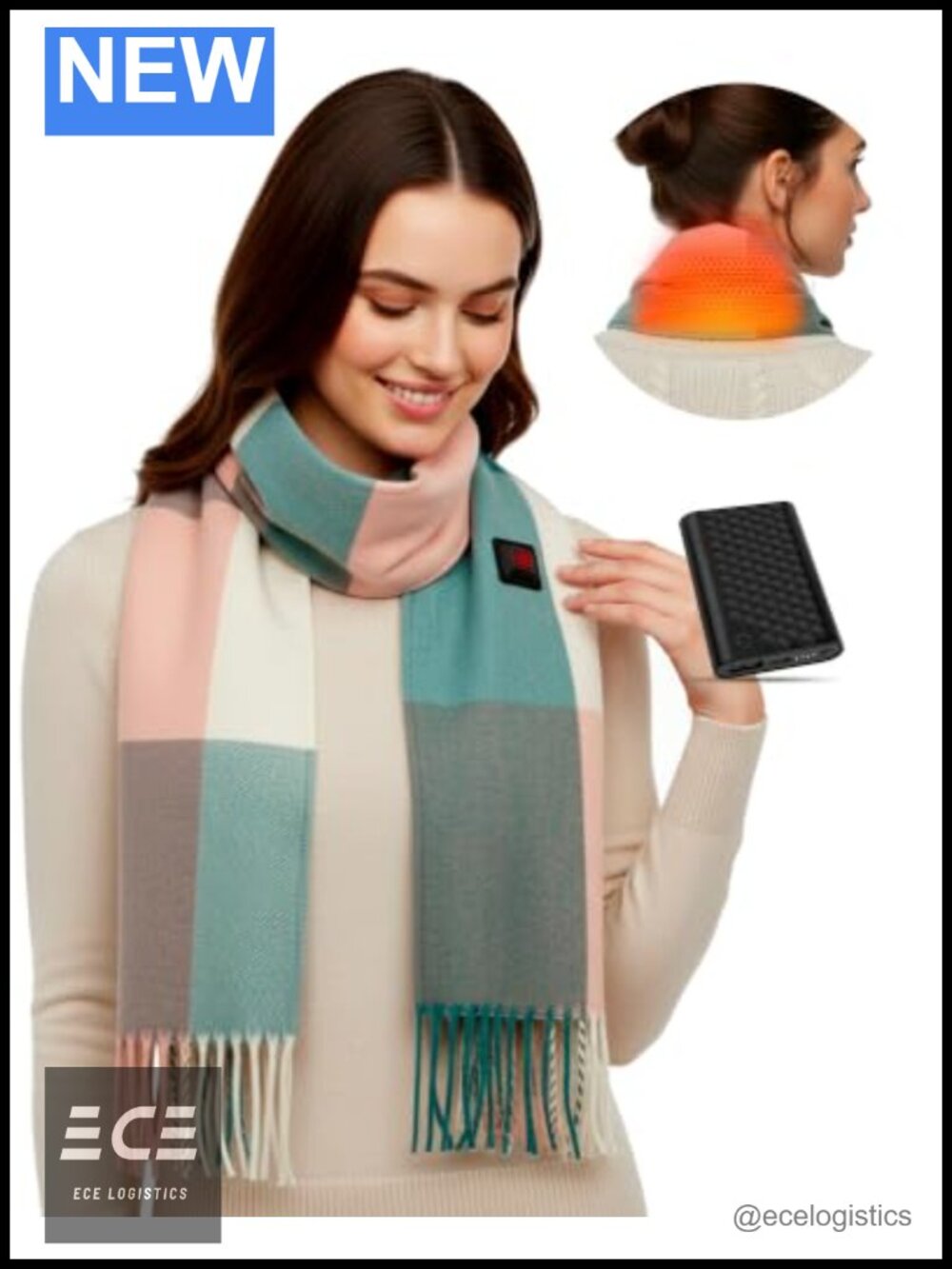 Heated Scarf Shawl 6000mAh Rechargeable Electric Neck Warmer Outdoor Travel